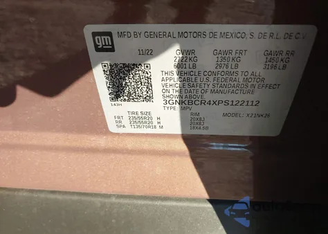 2023 Chevrolet Blazer Fwd 2Lt из США, поврежденный, VIN 3GNKBCR4XPS122112